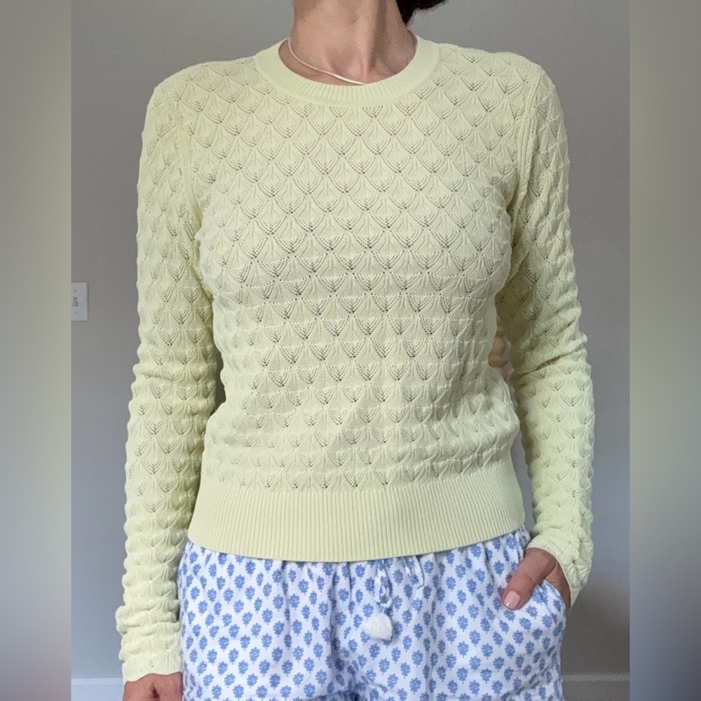 Club Monaco Yellow Pointelle Sweater